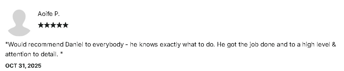 Client review screenshot from Aoife P.